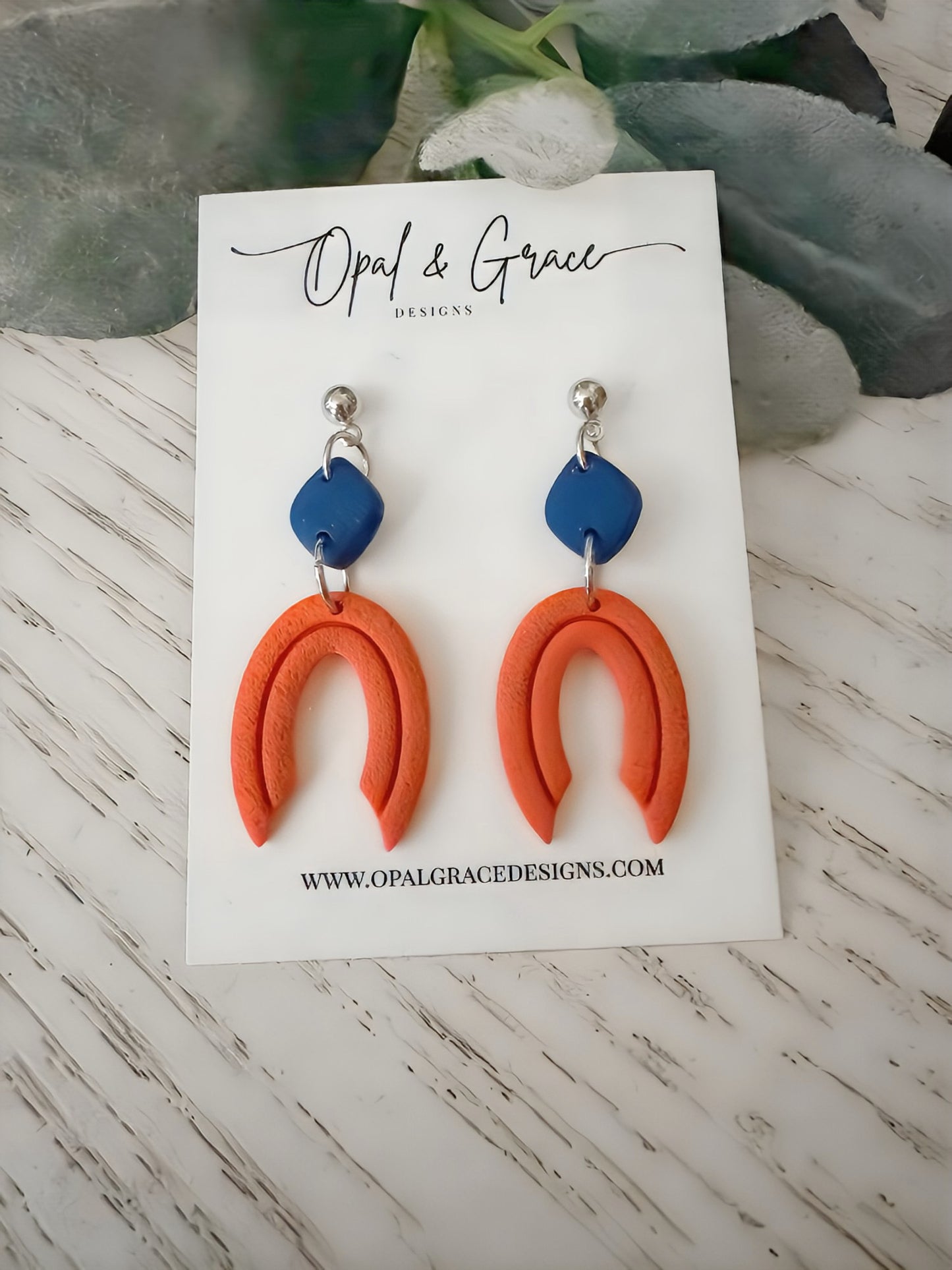 Orange and Navy Blue Earrings | Game Day Earrings | Auburn Earrings | Virginia Cavaliers | Syracuse Earrings | Football Team Spirit Earrings |