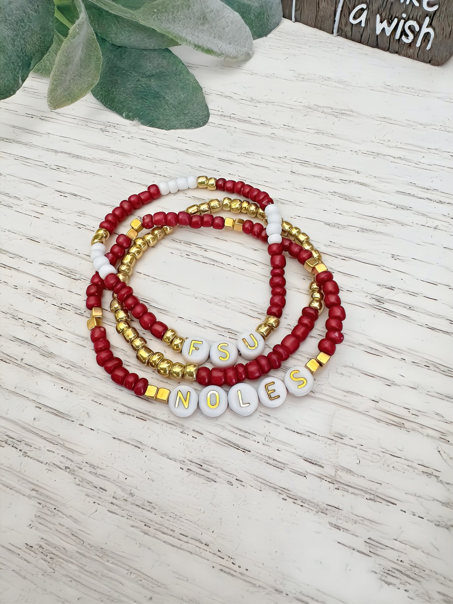 FSU Game Day Beaded Bracelet Set | Seminoles Spirit Jewelry | Florida State Seminoles Jewelry | Stacking Bracelets | Noles | FSU Gift | Football Jewelry