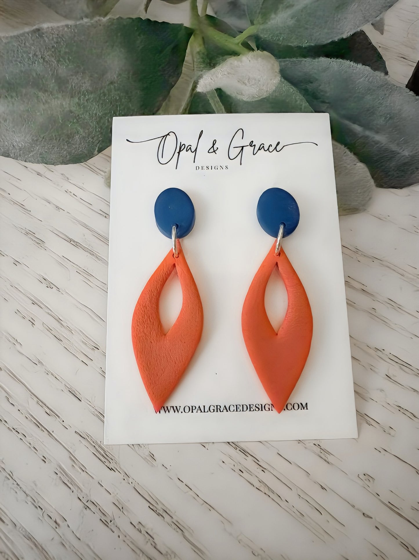Orange and Navy Blue Clay Earrings | Auburn Earrings | Syracuse Earrings | Virginia Cavaliers | Game Day | Team Spirit Earrings |