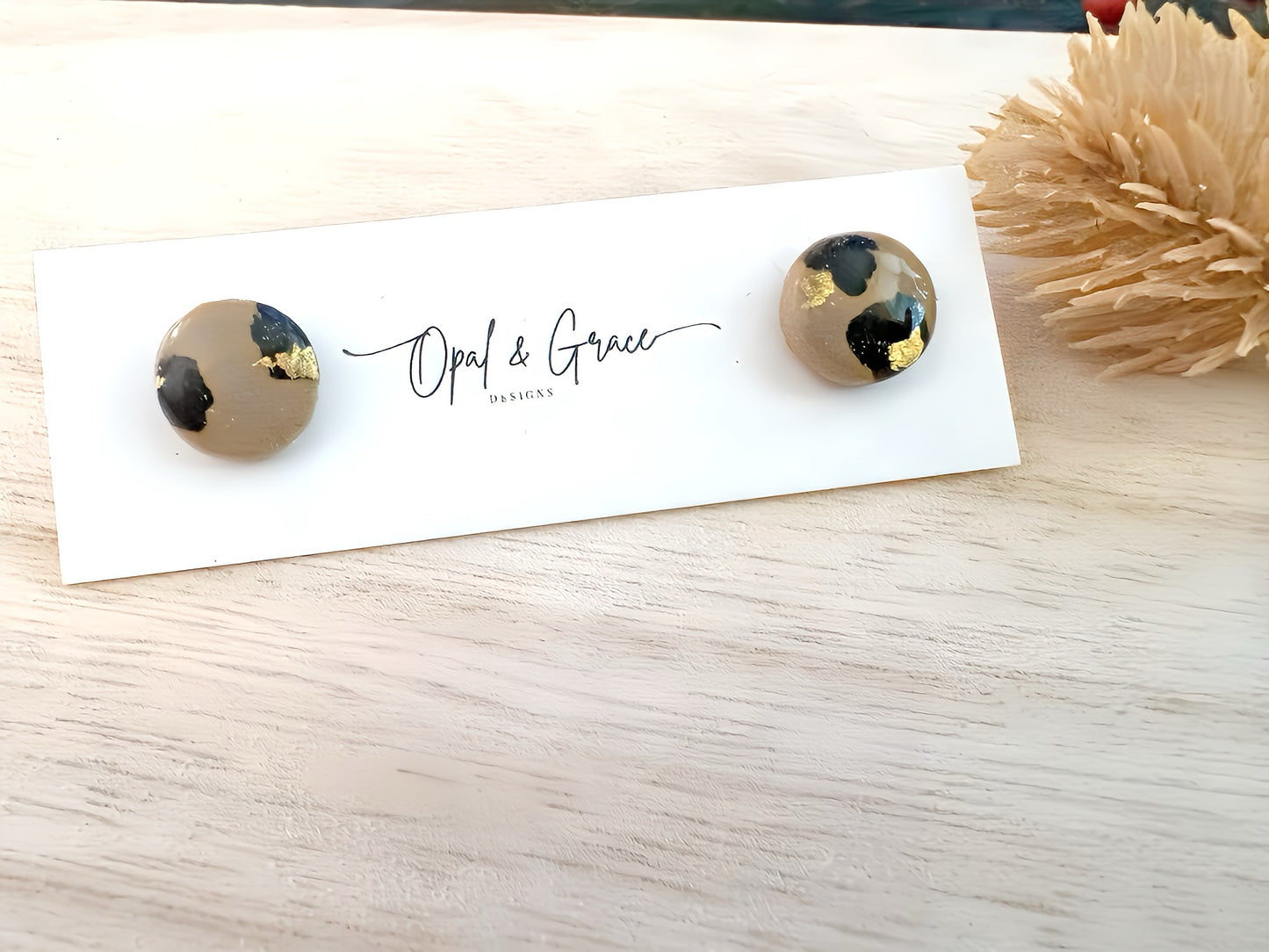 Cheetah print round studs