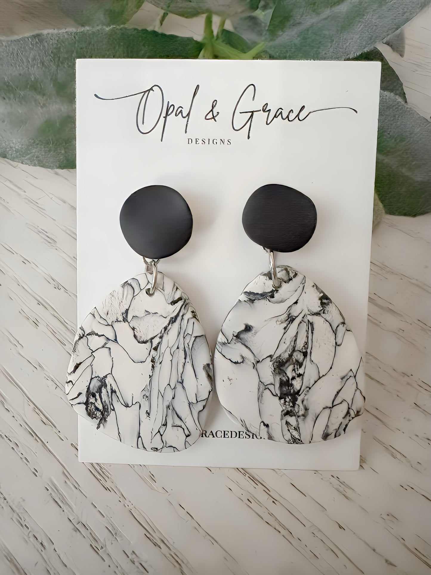 Black and White Marble Clay Earrings | lightweight Polymer Clay Earrings | Marble Dangle Earrings | Gifts for Her