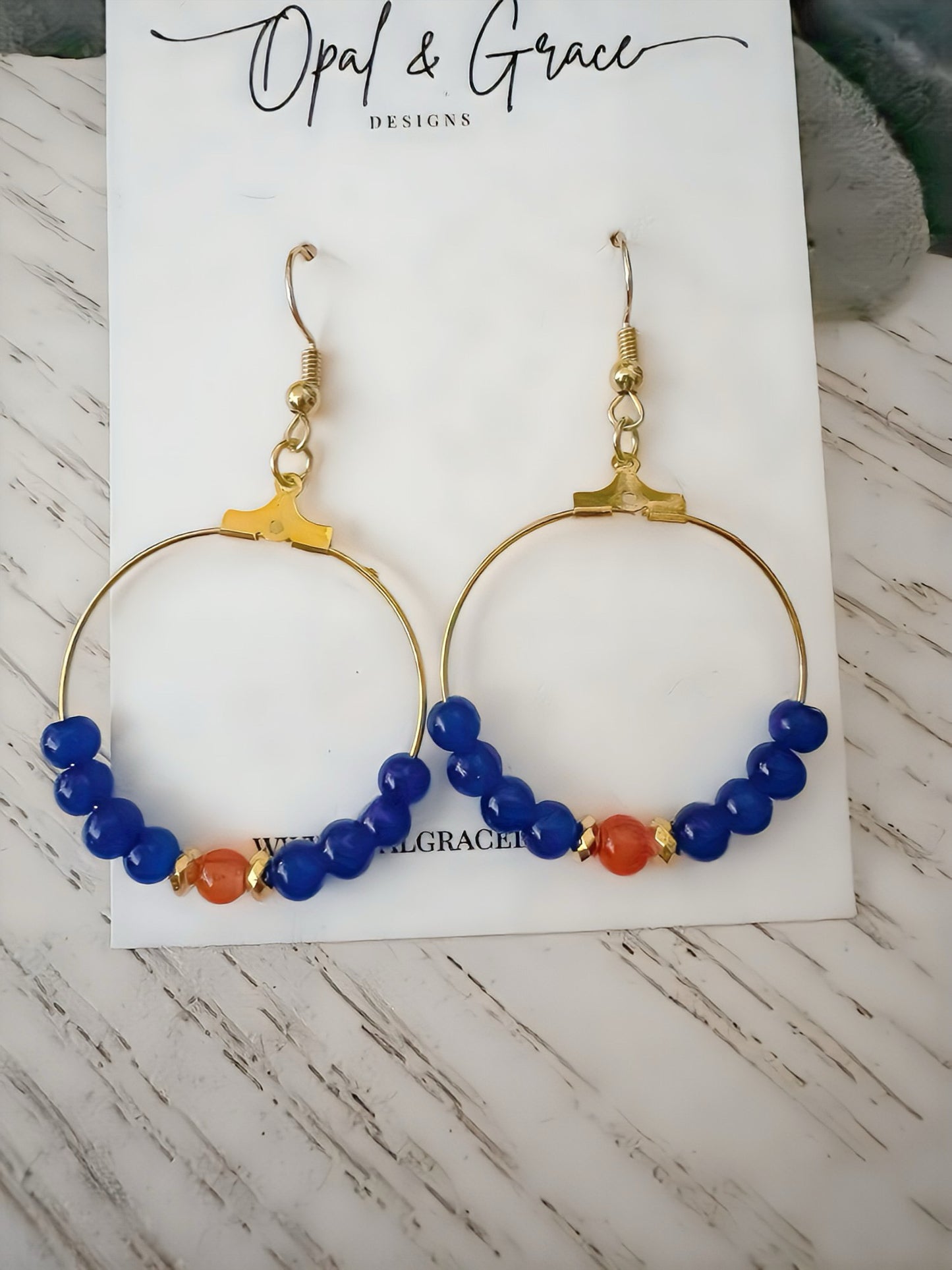 GAME DAY Earrings | Orange and Blue Earrings | Beaded Hoops | University of Florida Earrings | UF Hoops | Gator Earrings | Team Spirit Earrings