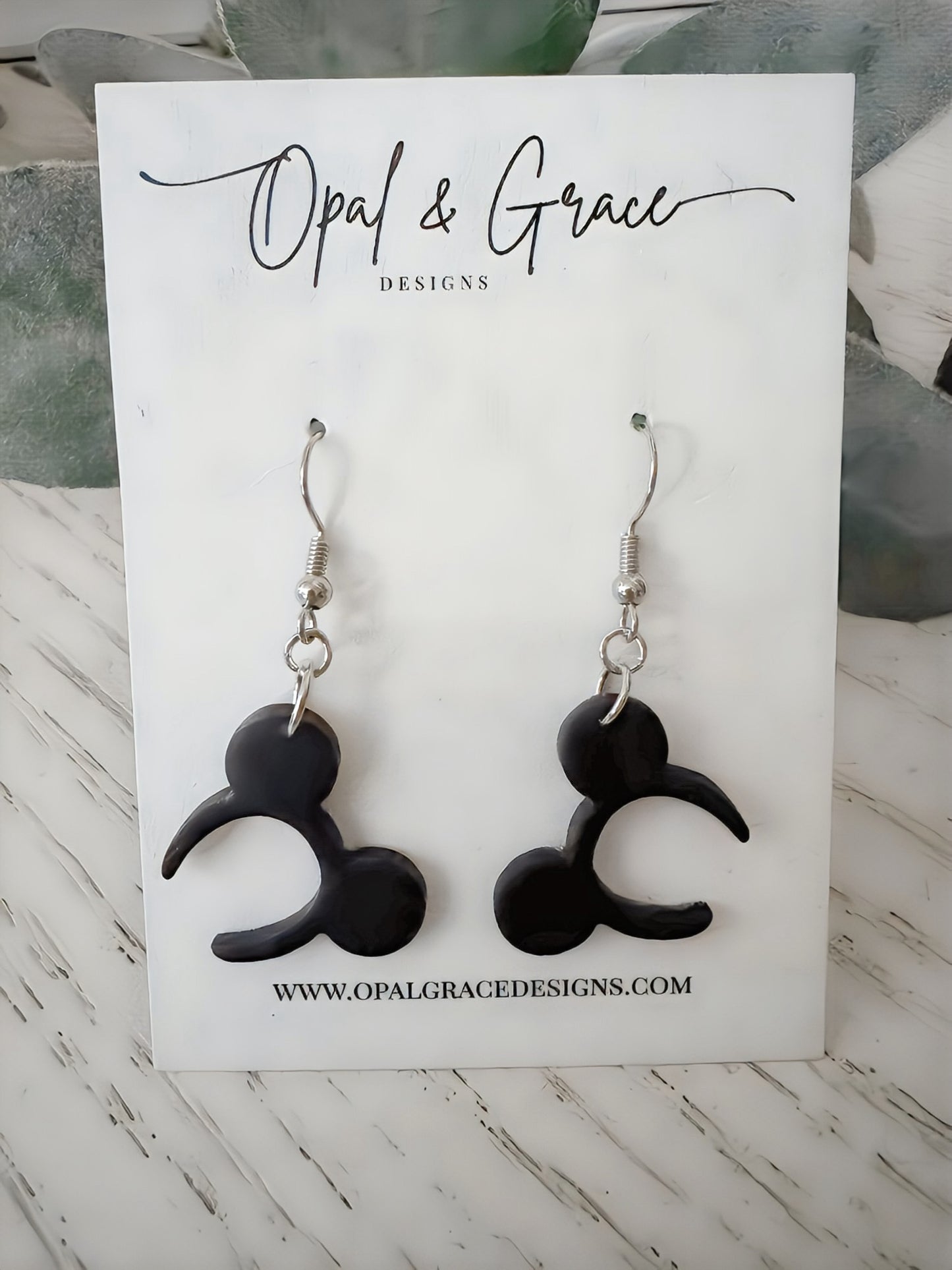 Mouse Ear Earrings | Black Ears | Dangle earrings |