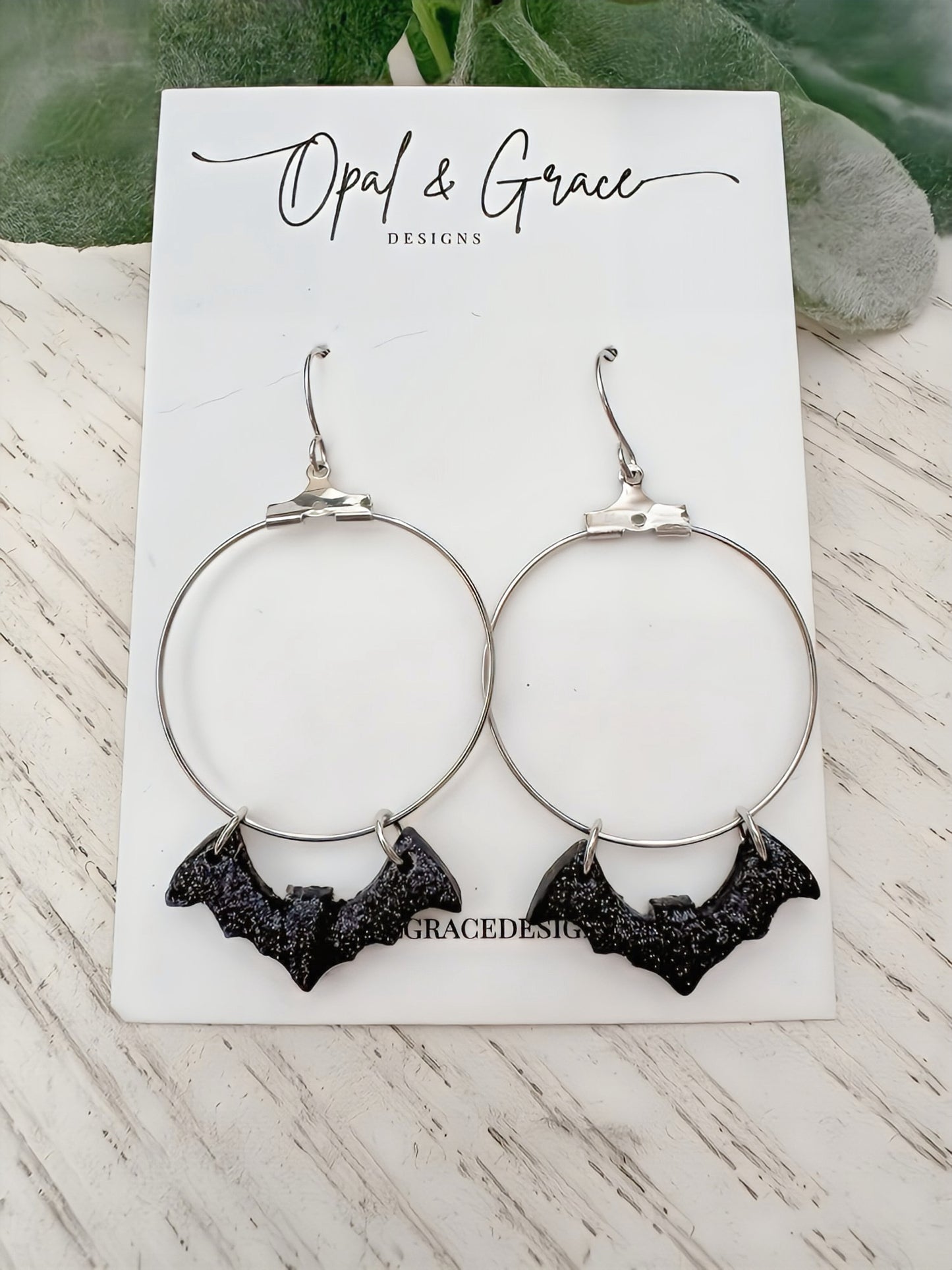 Bat Hoop Earrings | Dangle Bat Earrings | Halloween Earrings | Clay Bat Earrings | Halloween Jewelry |
