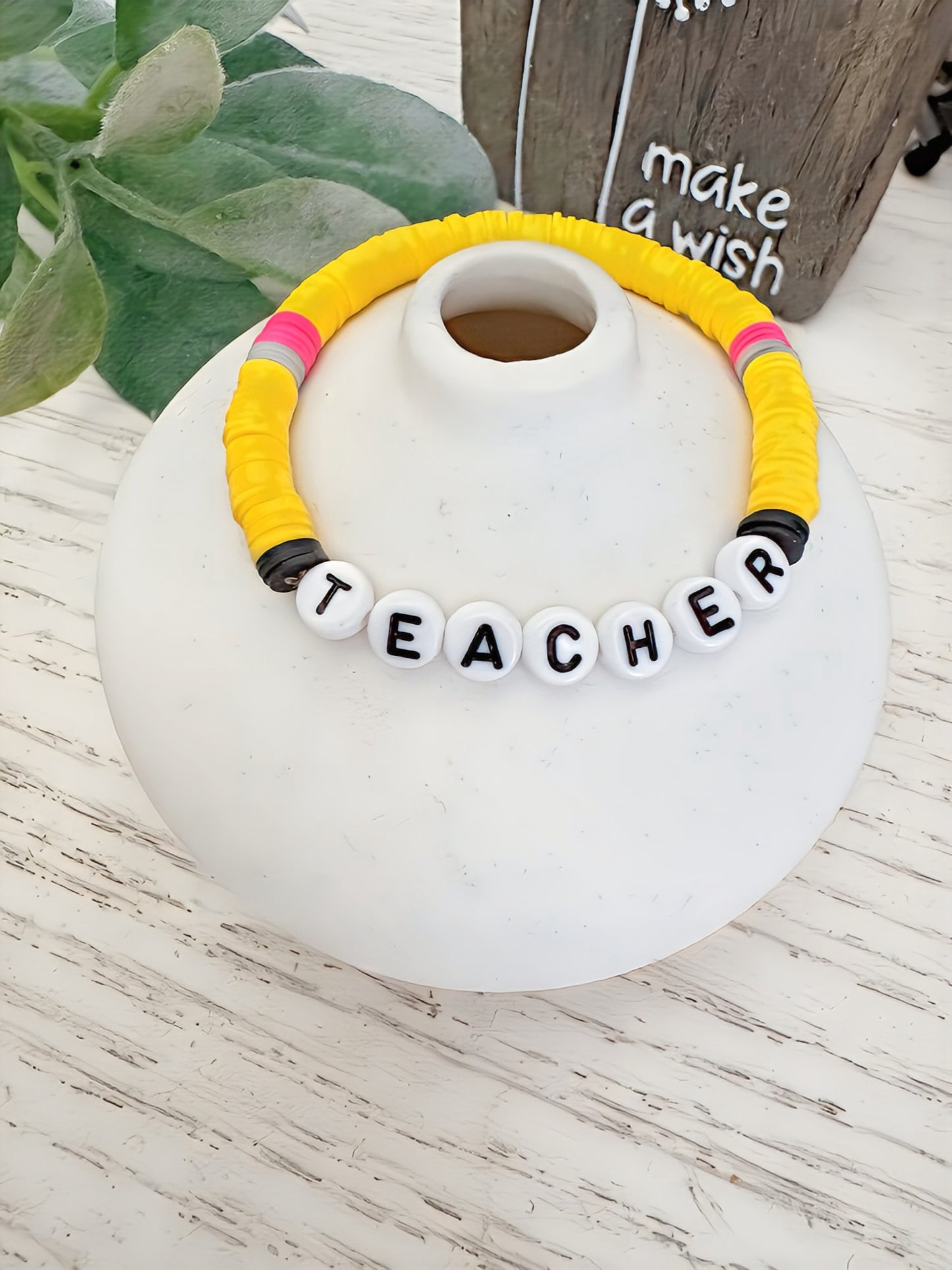 Teacher Appreciation Pencil Bracelet| Handmade Gift for Educators | Thank You Teachers | Beaded Stretch Bracelet