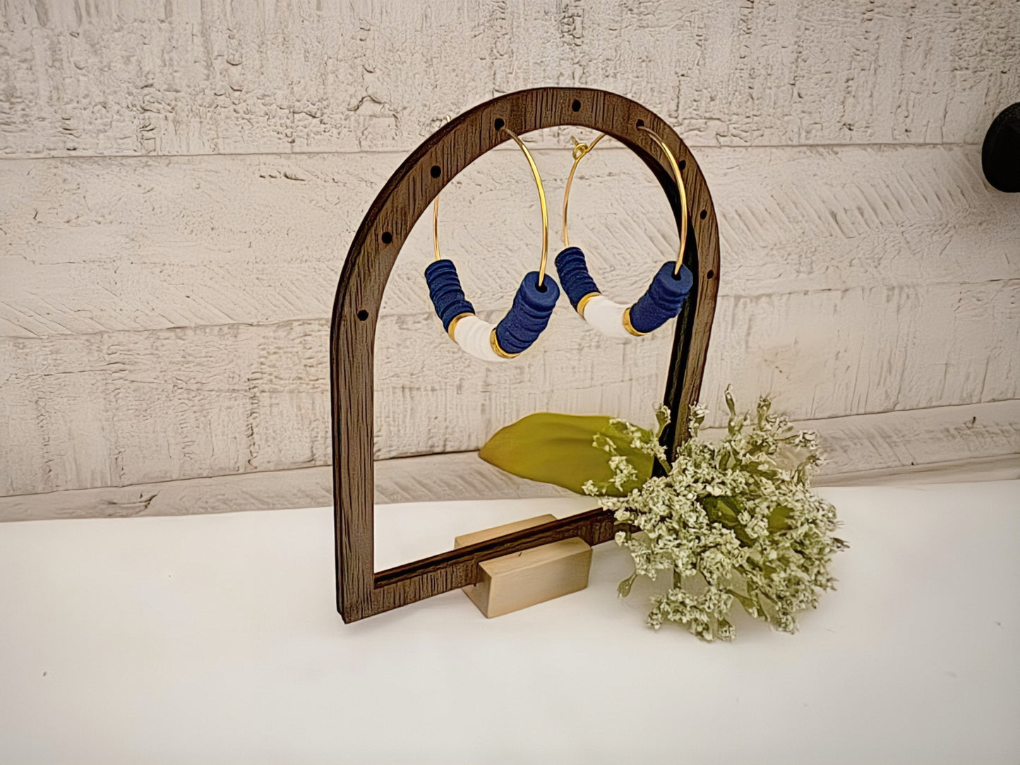 Navy white and gold hoops